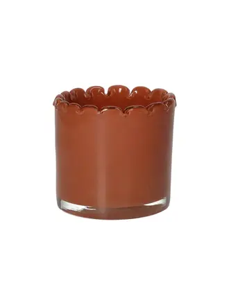 Pomax WAVES - windlicht - glas - DIA 10 x H 9,5 cm - donker amber