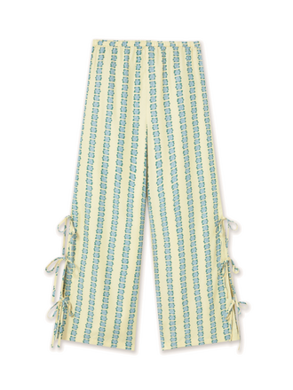 The Tiny Big Sister FLOWERS ELASTICATED PANTS *pastel yellow*