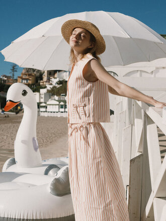 The Tiny Big Sister THIN STRIPES BOW SKIRT *off-white*