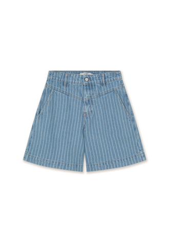 The Tiny Big Sister DENIM STRIPED BERMUDA *medium wash denim*