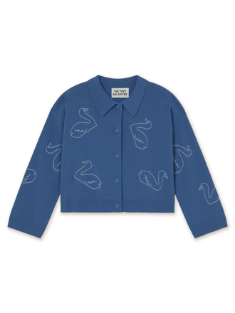 The Tiny Big Sister SWANS EMBROIDERED CARDIGAN *dark blue*
