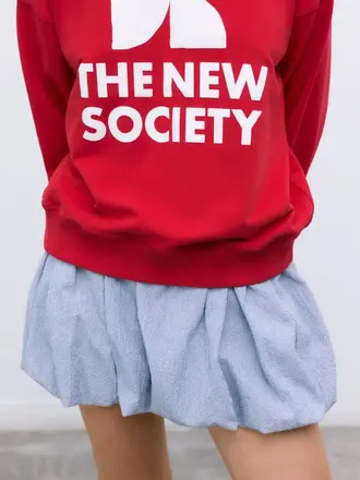 The New Society Cloe Woman Short Skirt Summer Midnight Pinstripe