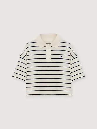The New Society Acacia Woman Polo Ecru Stripes