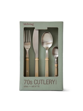 HK Living 70s cutlery: olive set of 16