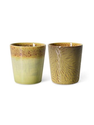 HK Living 70s ceramics: Van Gogh coffee mugs sunflowers, set of 2