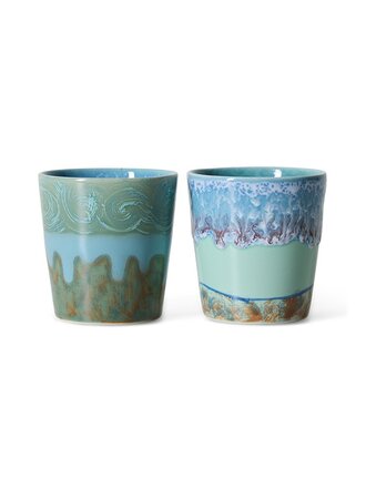 HK Living 70s ceramics: Van Gogh coffee mugs self portrait, set of 2