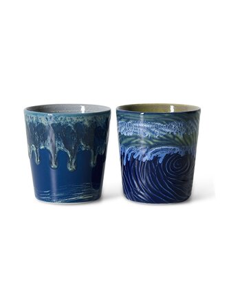 HK Living 70s ceramics: Van Gogh coffee mugs starry night, set of 2