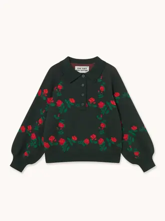 The Tiny Big Sister ROSES POLO SWEATER Ink Blue