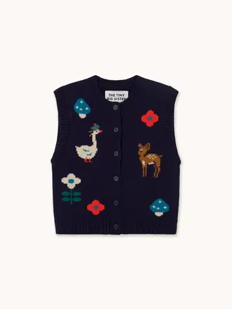 The Tiny Big Sister 100% MERINO WOOL INTARSIA VEST