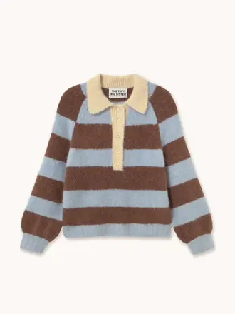 The Tiny Big Sister FRANK STRIPED POLO Washed Blue/Cacao