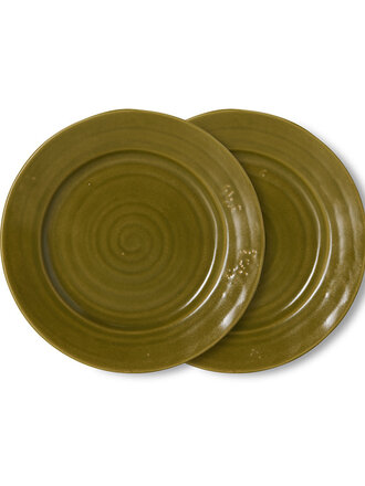 HK Living Farmhouse ceramics: side plates Moss Set of 2