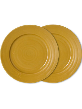 HK Living Farmhouse ceramics: side plates Ochre Set of 2