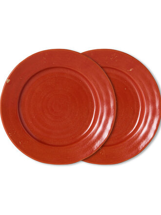 HK Living Farmhouse ceramics: side plates Red Set of 2