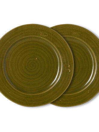 HKliving Farmhouse ceramics: dinner plates Moss Set of 2