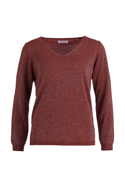 Enjoy Pullover LM V-Hals Lurex 506415
