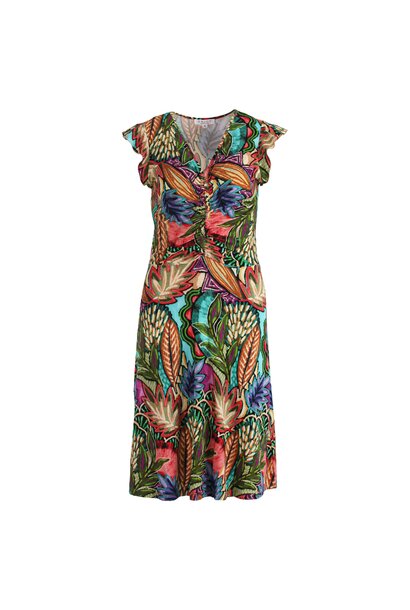 Enjoy Jurk Frill mouw AOP 186661