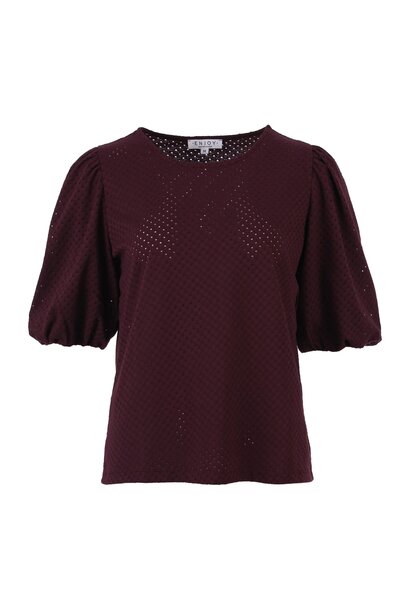 Enjoy Top Jacquard Korte Pofmouw AOP 183289