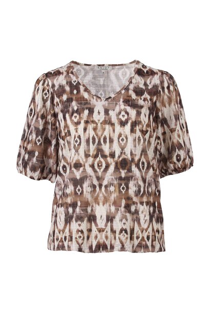 Enjoy Blouson V-Hals Korte Pofmouw AOP 472069