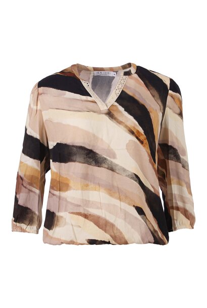 Enjoy Blouson 3/4 Mouw AOP V-Hals Tape 885006
