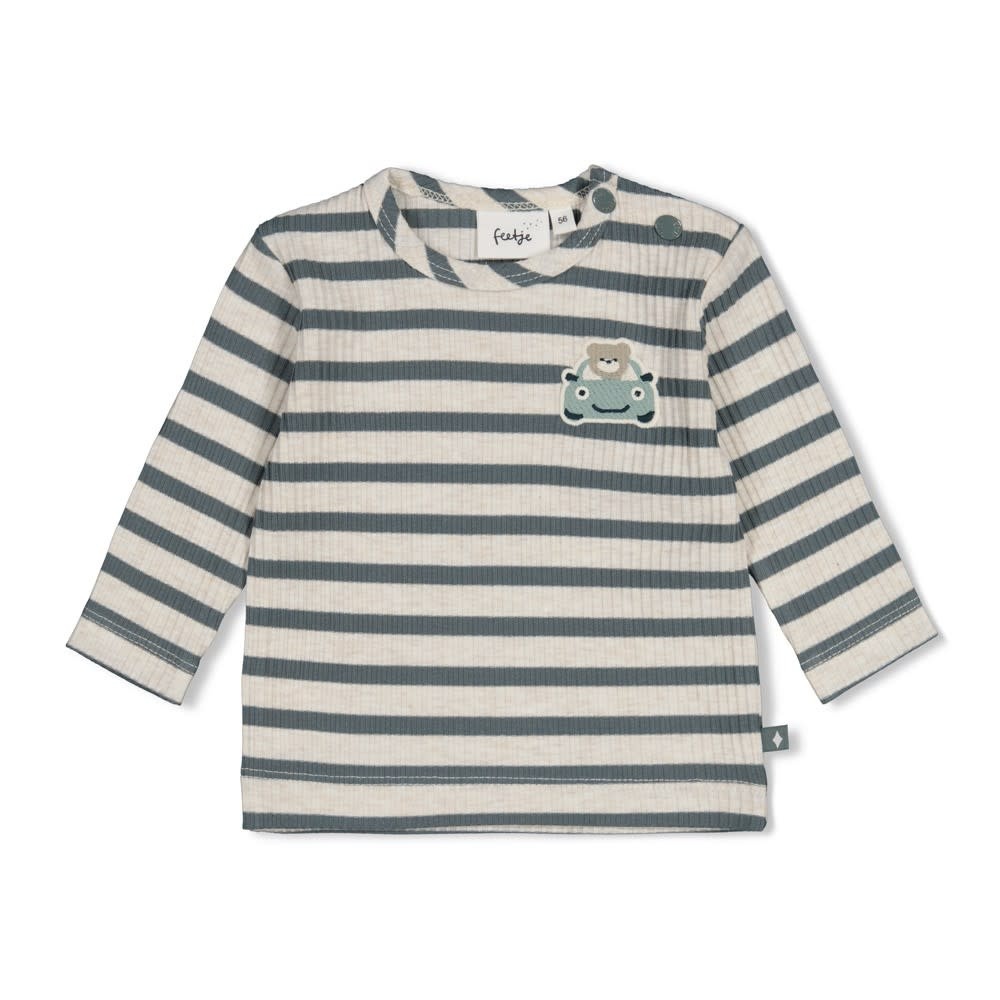 Feetje Shirtje LM rib met streep - Beep Beep 51602832-1
