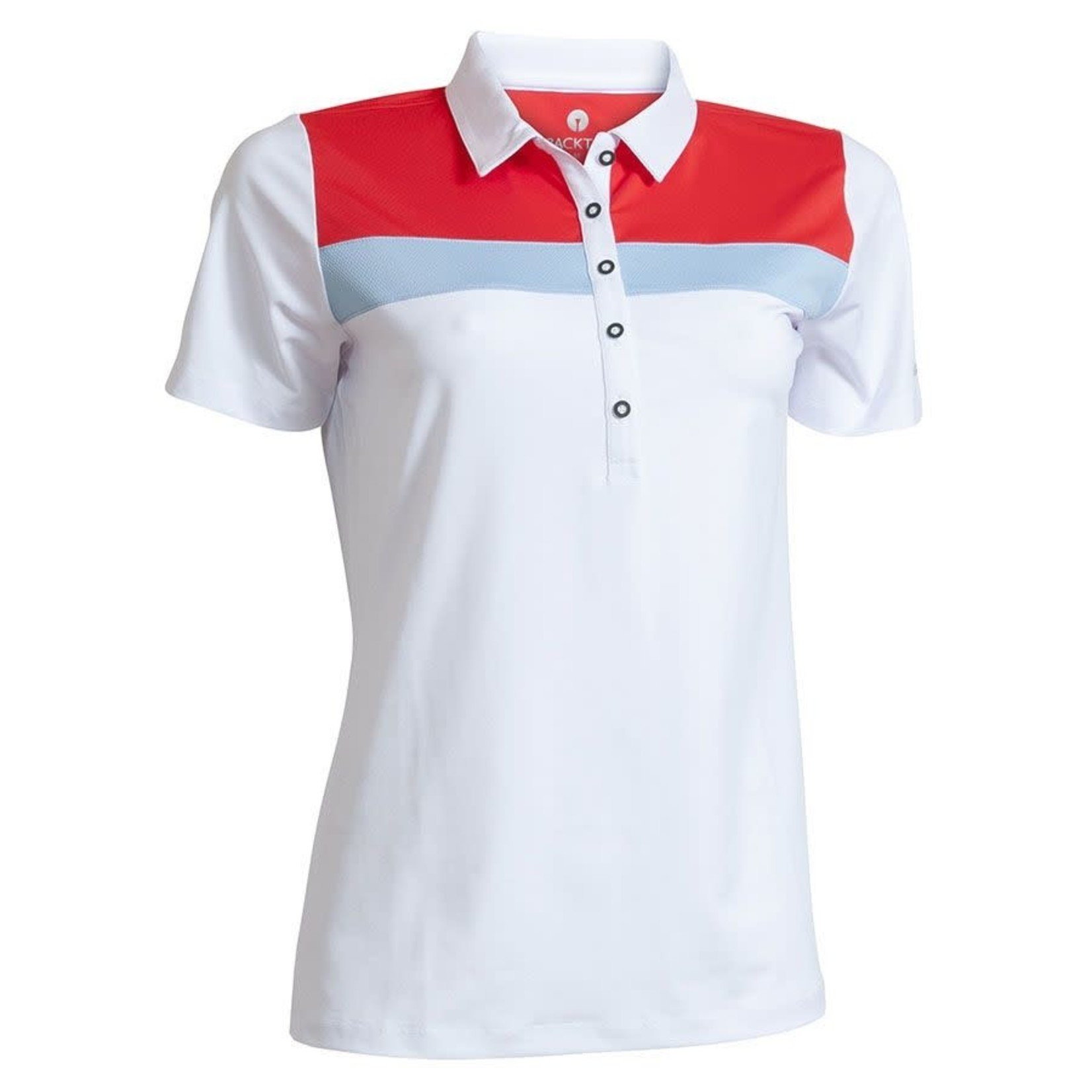 Backtee Backtee Ladies Sports Qd Uv Polo wit/rood/lblauw S