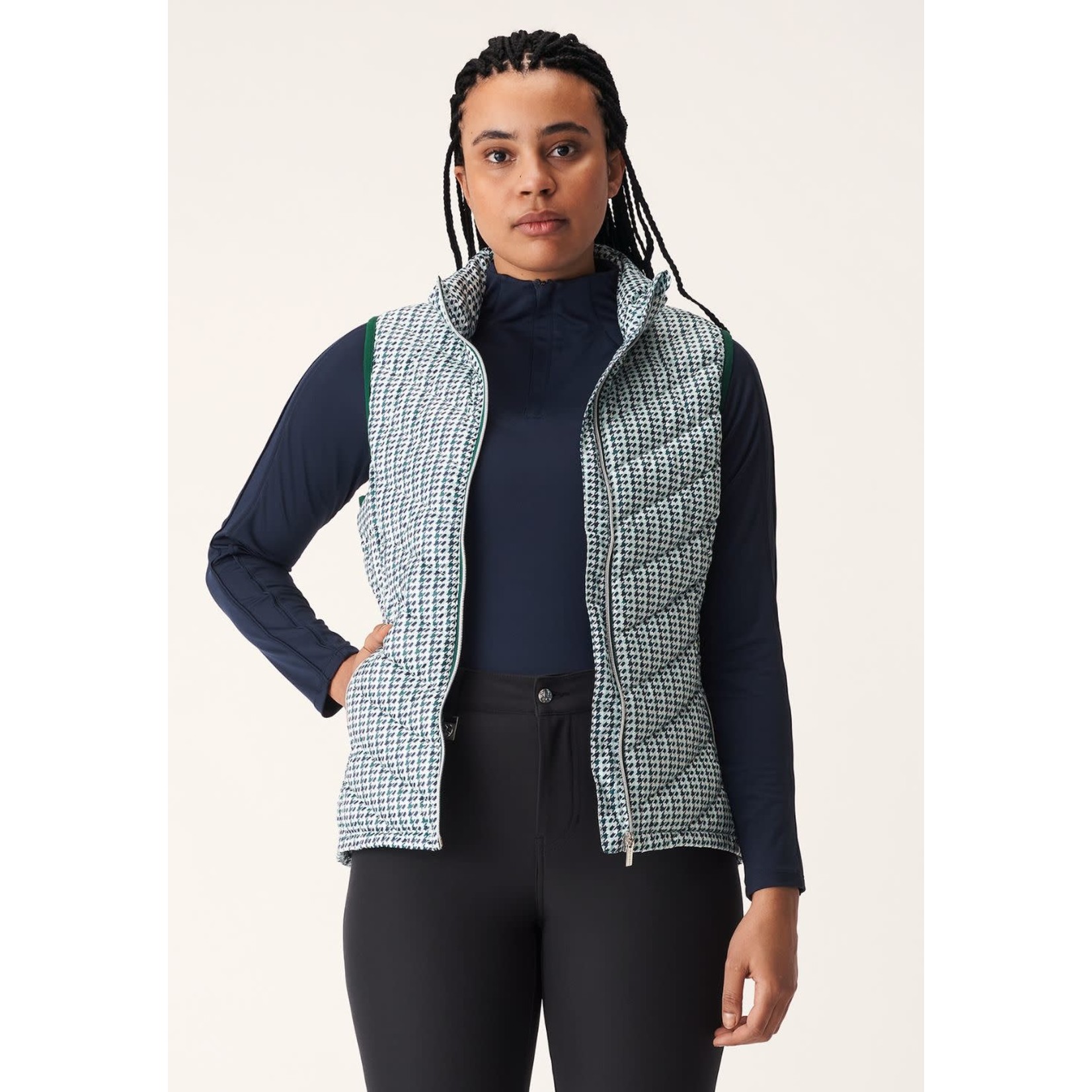 Rohnisch Rohnisch Skylar Down Vest - Multi Teal Houndstooth