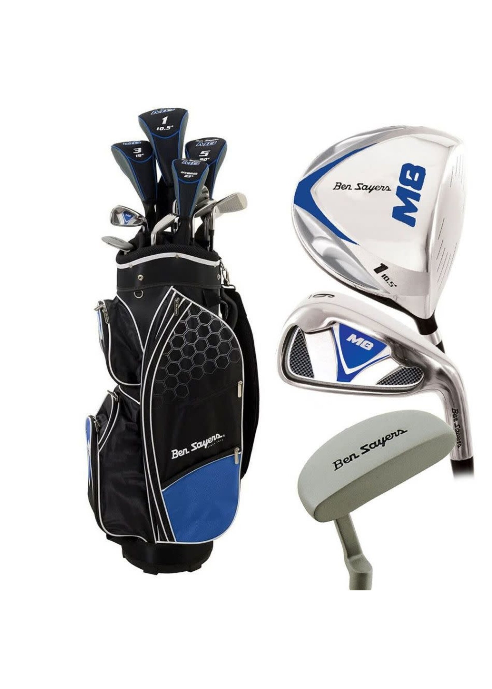 Ben Sayers Ben Sayers M8 complete set Black/Blue Cartbag Heren RH graphite +1"