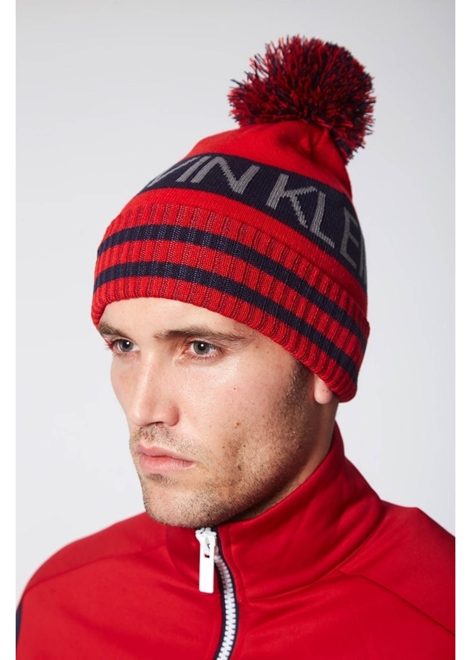 Calvin Klein Calvin Klein Quadrant Bobble Hat Red ONESIZE