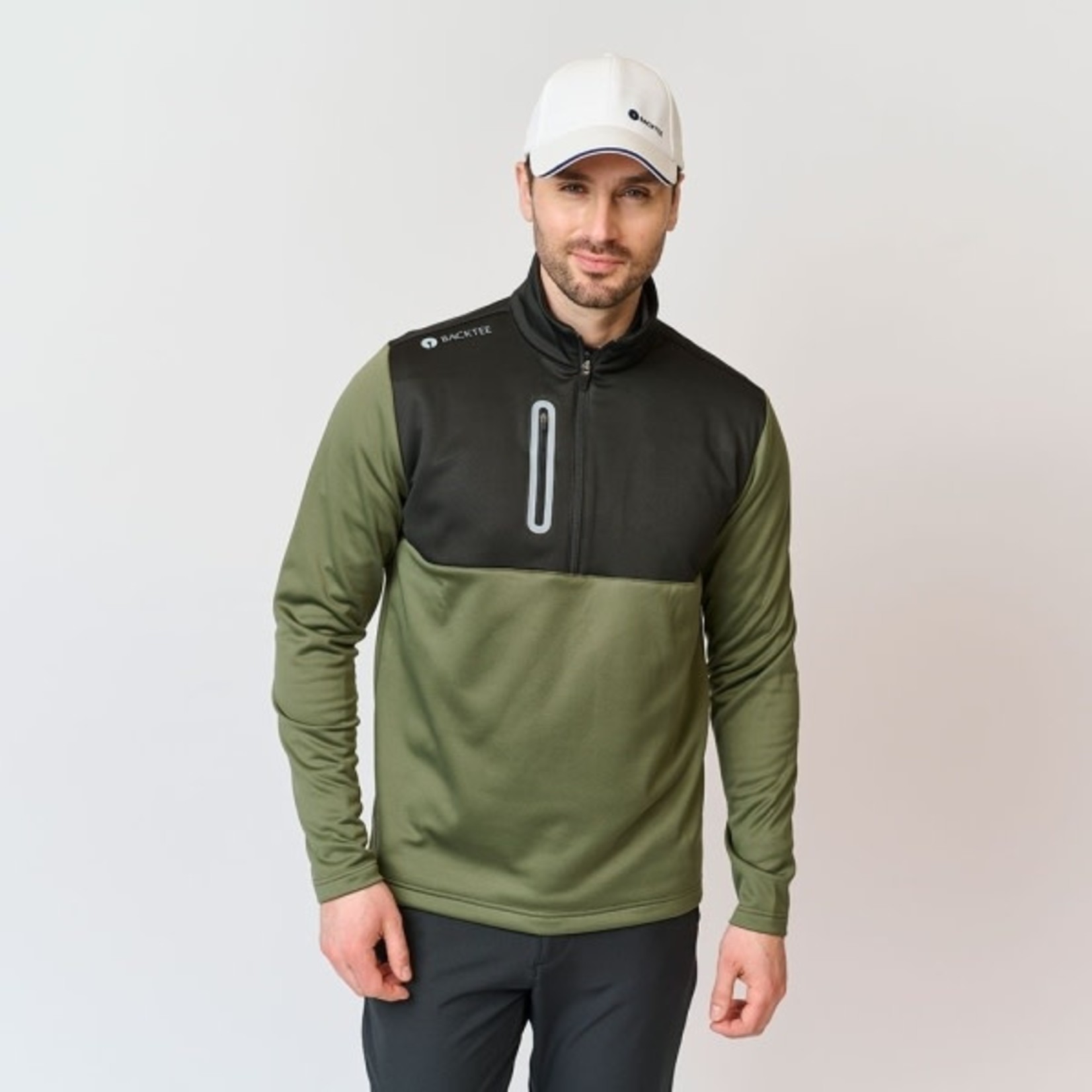 Backtee Backtee M Zipneck Shield Midlayer - Black/Army Green