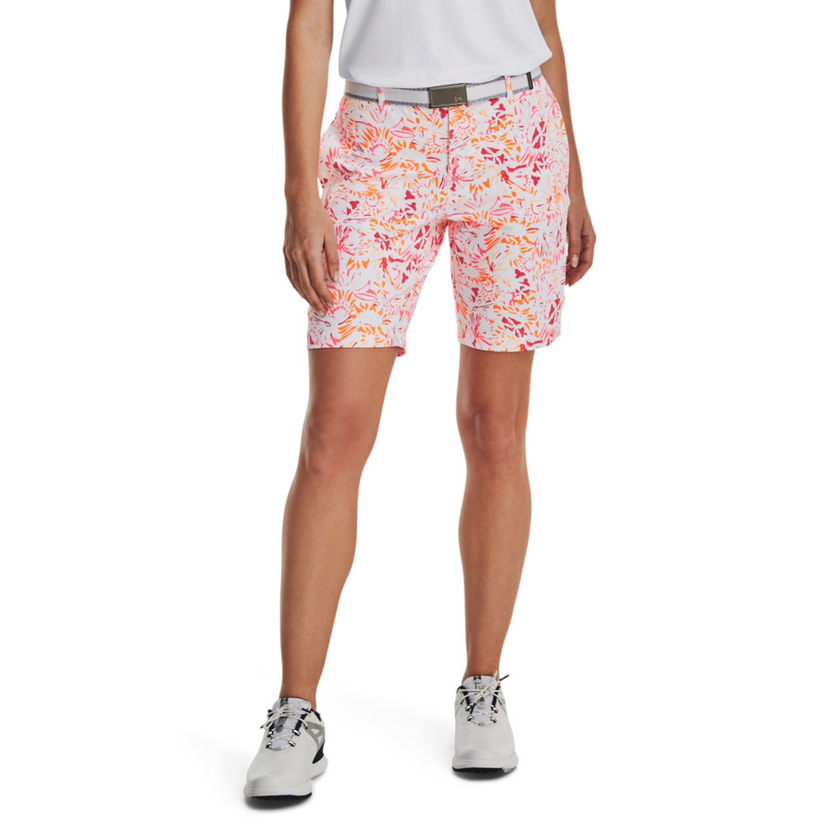 Under Armour Under Armour Womens LINKS  Printed Short - White/Orange Tropic/Metallic Silver