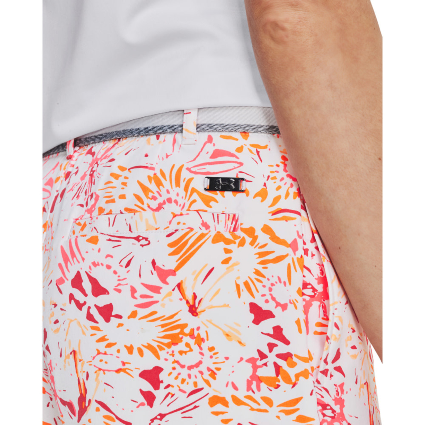 Under Armour Under Armour Womens LINKS  Printed Short - White/Orange Tropic/Metallic Silver