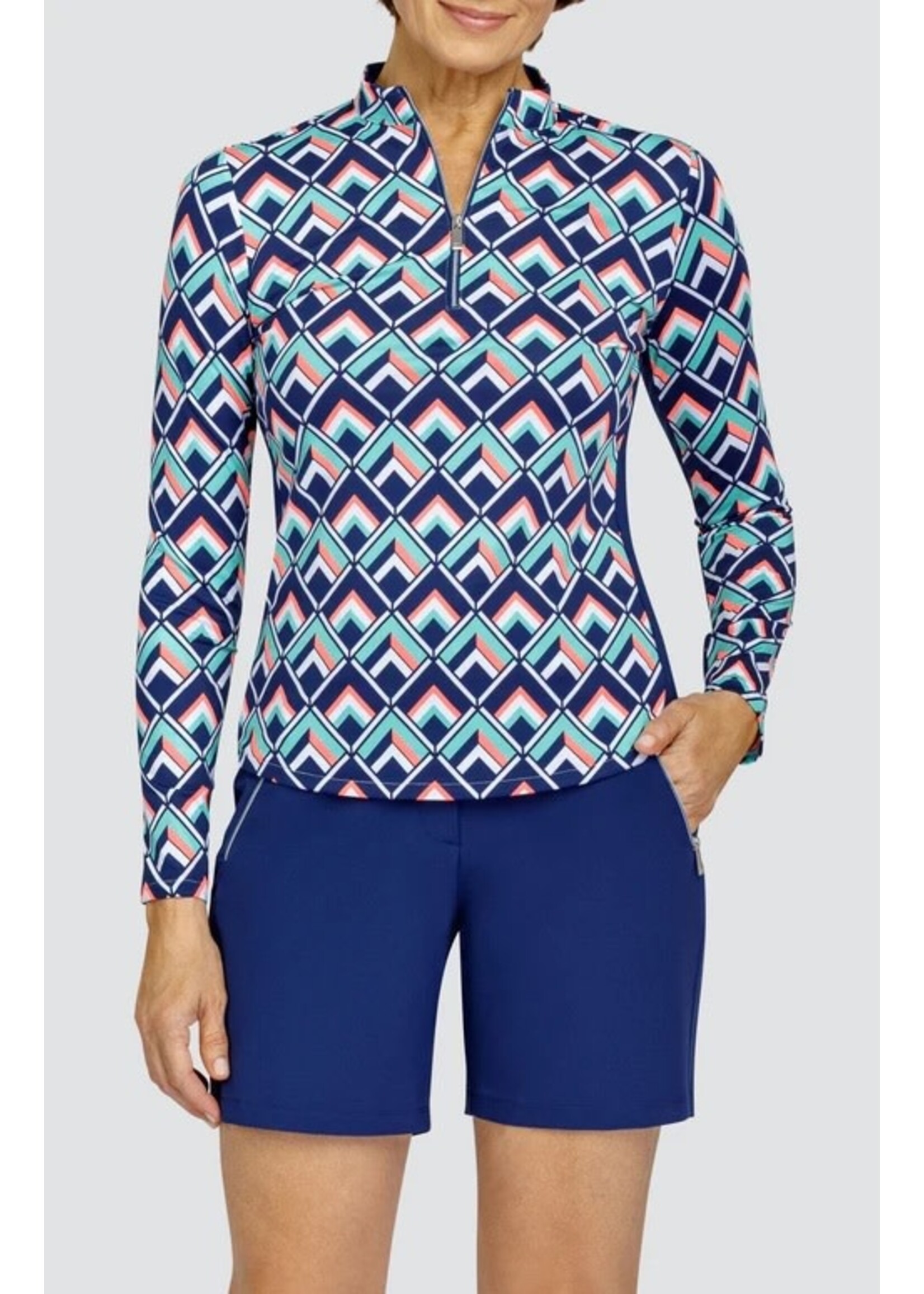 Tail Tail WAI Mini Mock Long Sleeve Polo - Gem Geo
