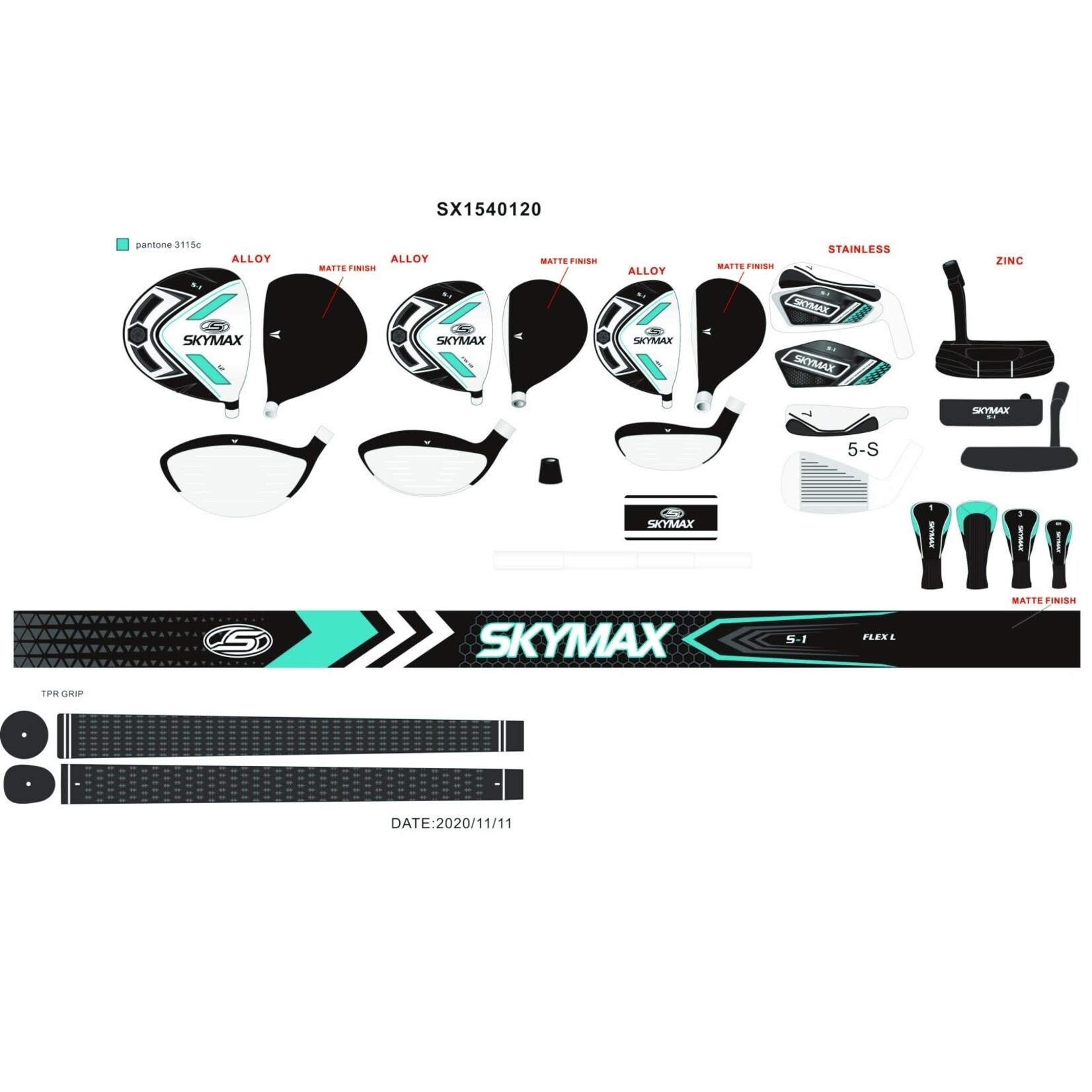 Skymax Skymax S1 dames complete set - MET golftas LH LEFTHANDED
