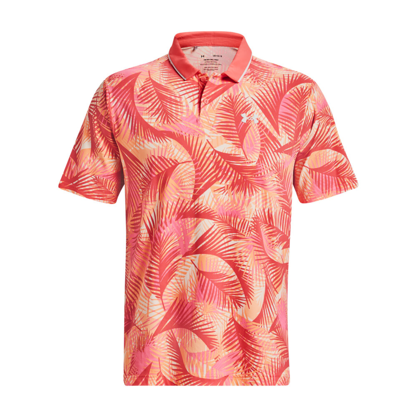 Under Armour Under Armour Iso-Chill Graphic Palm Polo - Pink Shock/Orange Tropic/White L