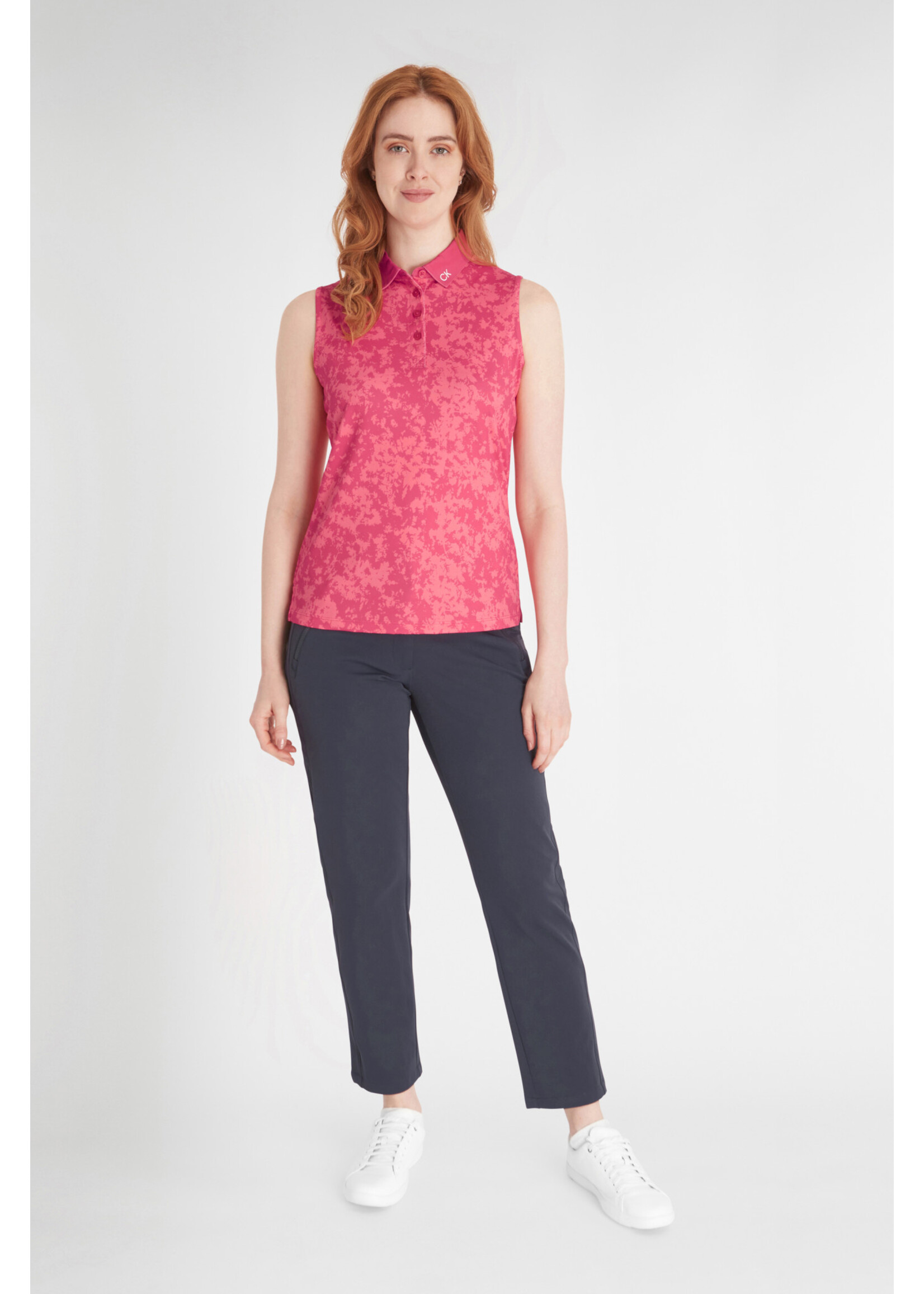 Calvin Klein Calvin Klein Canvas Print  Sleeveless Polo - Berry Pink