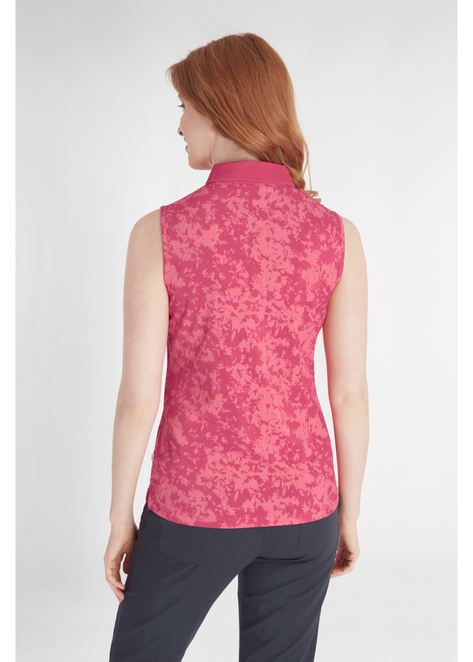 Calvin Klein Calvin Klein Canvas Print  Sleeveless Polo - Berry Pink