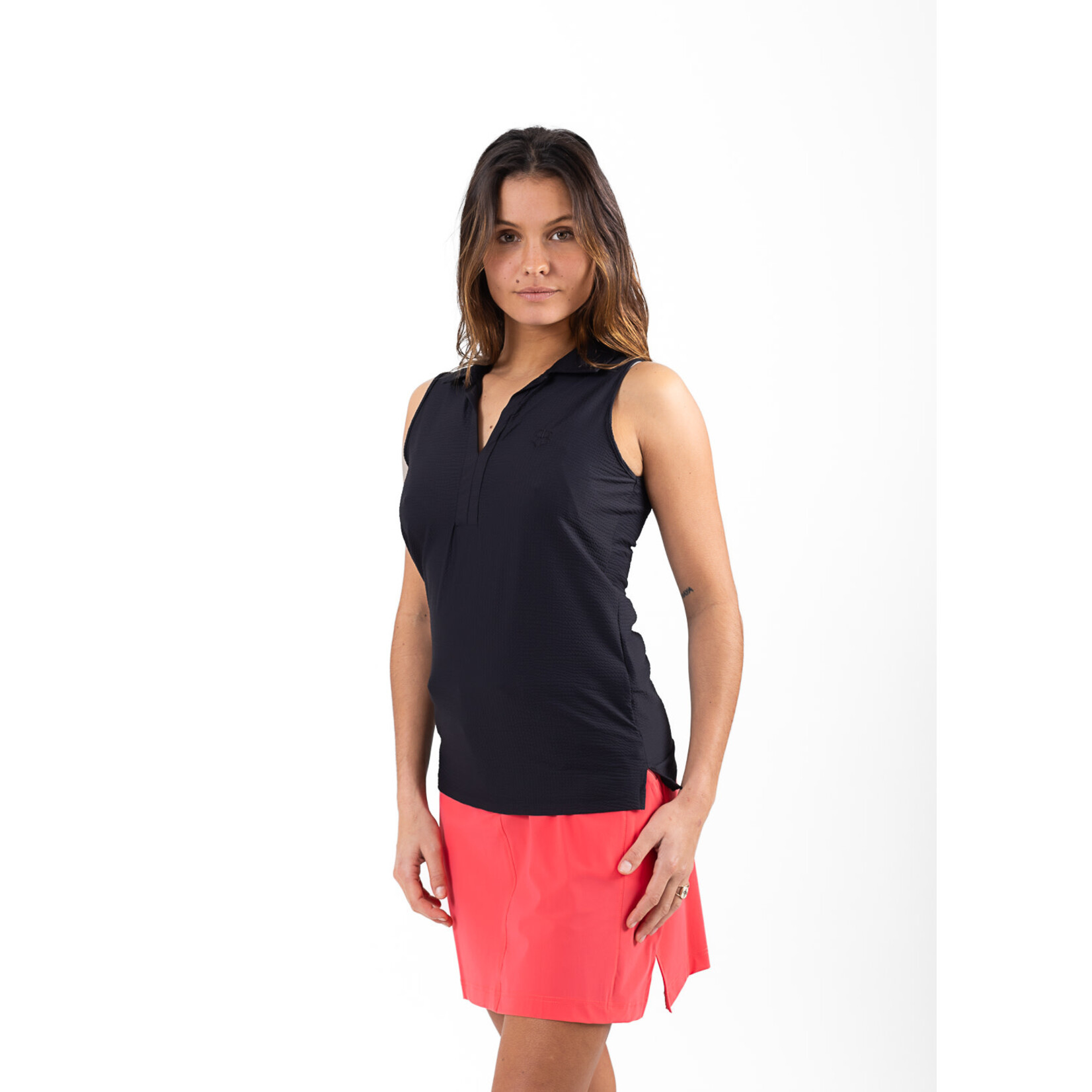 Chiberta Chiberta Cila Sleeveless Polo - Black