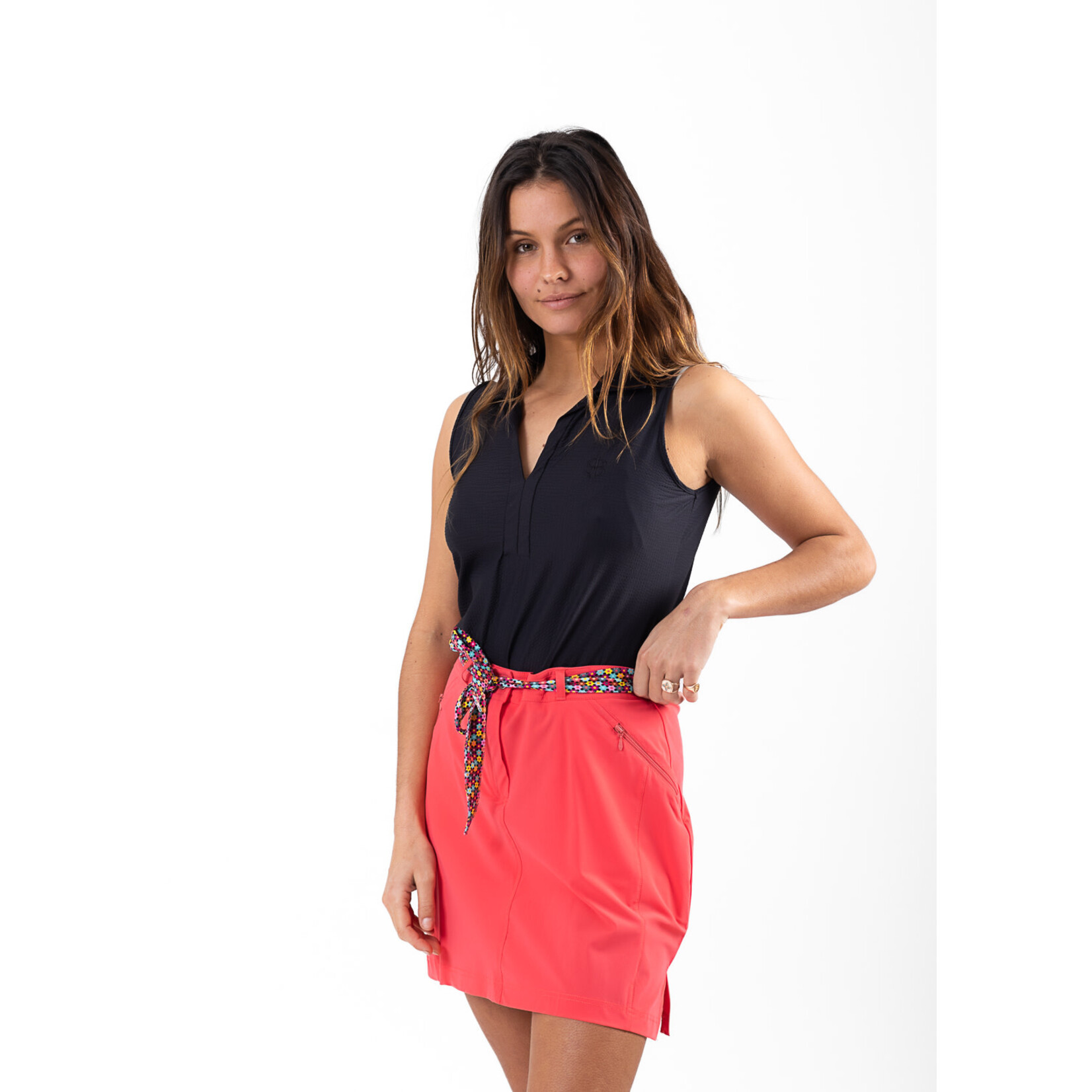 Chiberta Chiberta Cila Sleeveless Polo - Black