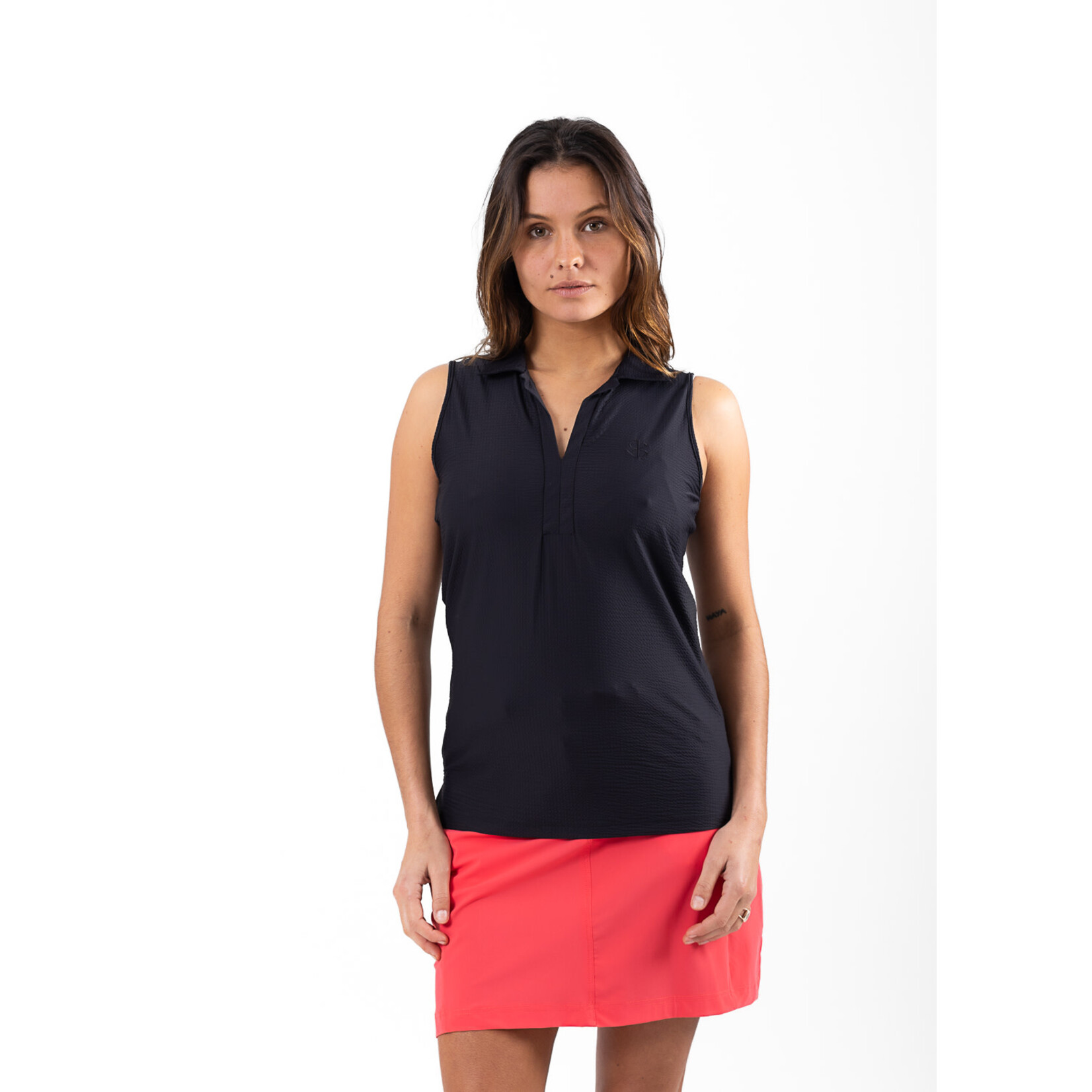 Chiberta Chiberta Cila Sleeveless Polo - Black