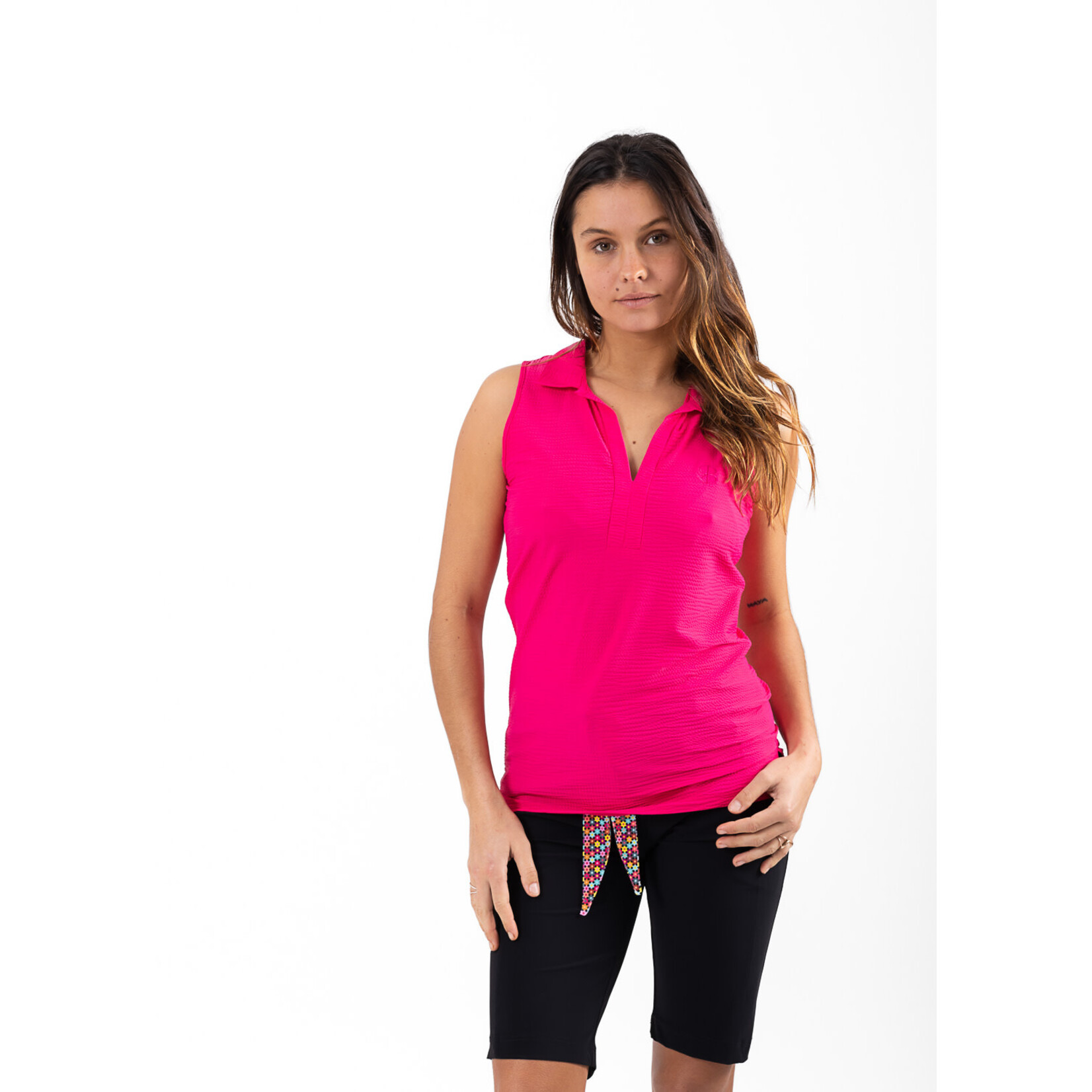 Chiberta Chiberta Cila Sleeveless Polo - Fuchsia