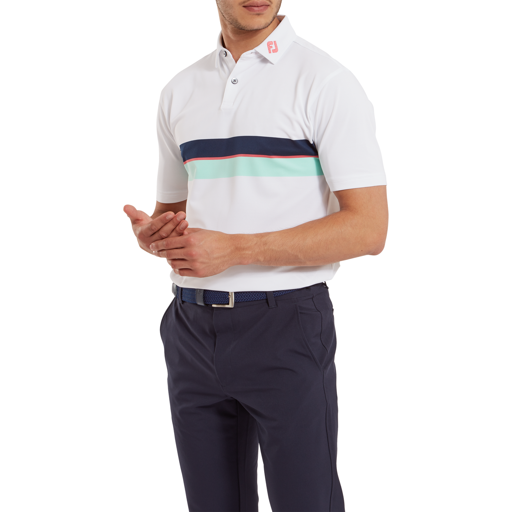 Footjoy Footjoy Double Chest Band Pique Polo - White