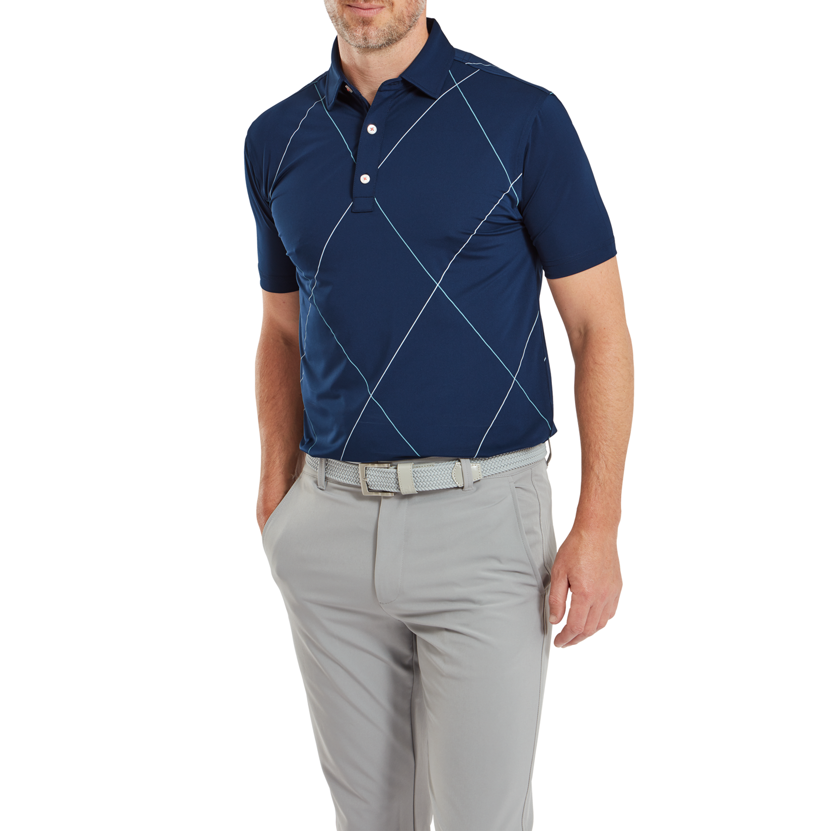 Footjoy Footjoy Raker Print  Lisle Polo - Navy