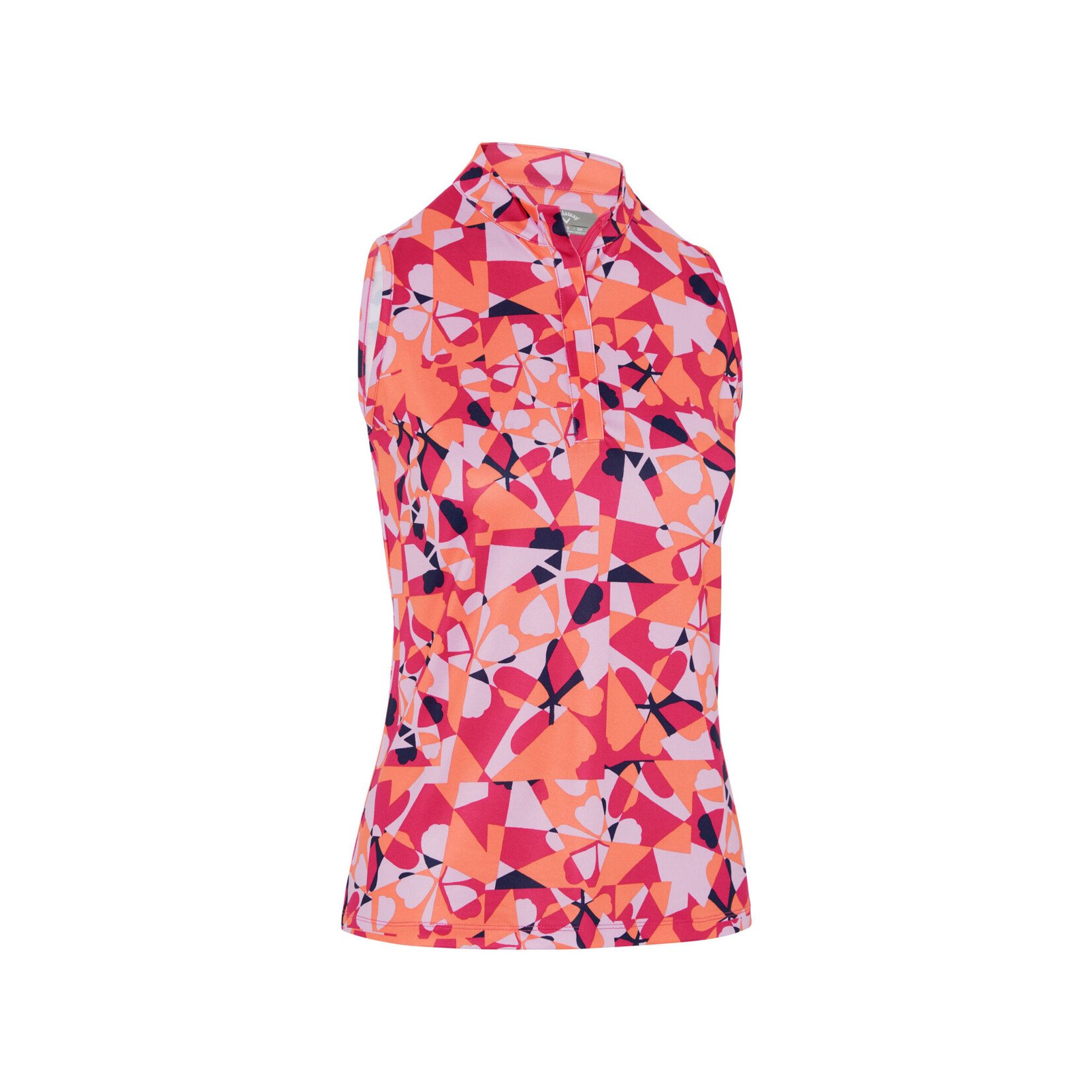 Callaway Callaway Geometric Floral Sleeveless Polo - Pink Peacock