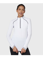 Original Penguin Original Penguin Long Sleeve 1/4 Zip Sun Protection - Bright White/Nebulas Blue