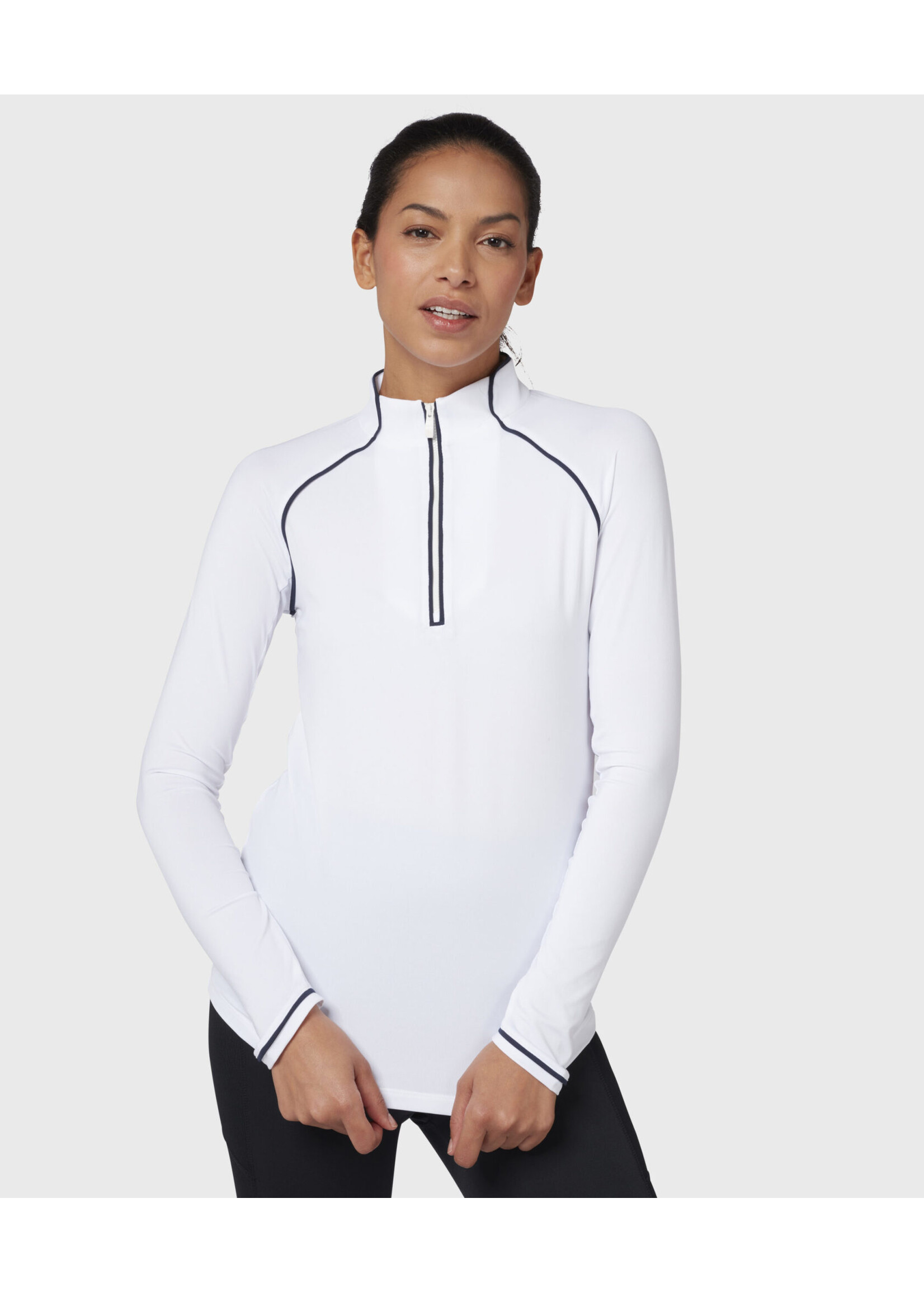 Original Penguin Original Penguin Long Sleeve 1/4 Zip Sun Protection - Bright White/Nebulas Blue