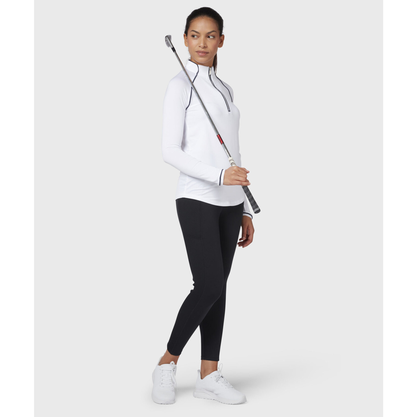 Original Penguin Original Penguin Long Sleeve 1/4 Zip Sun Protection - Bright White/Nebulas Blue