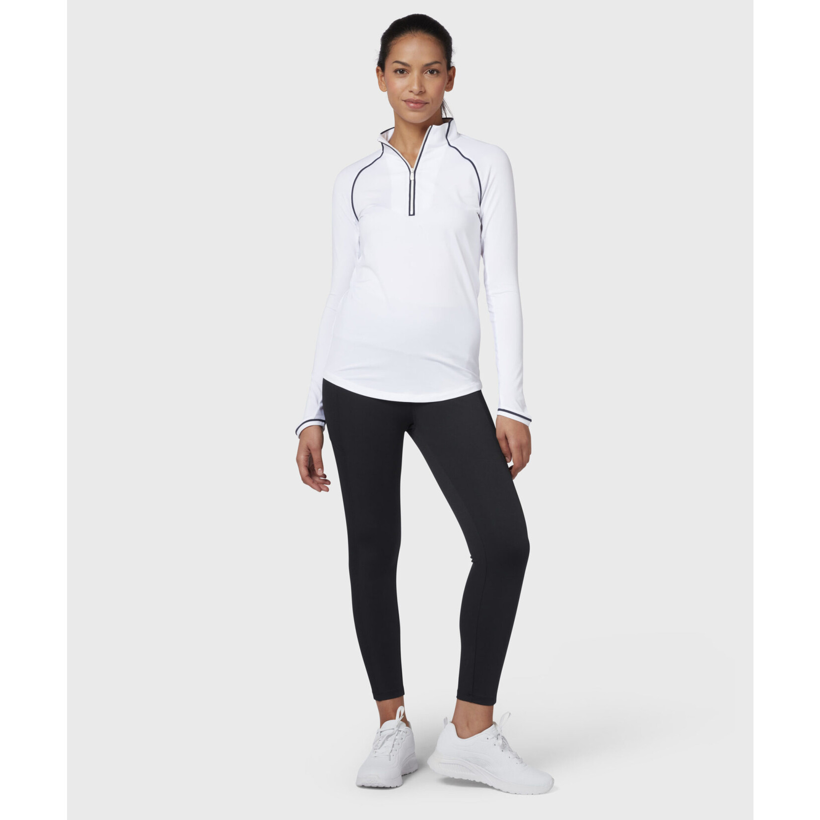 Original Penguin Original Penguin Long Sleeve 1/4 Zip Sun Protection - Bright White/Nebulas Blue