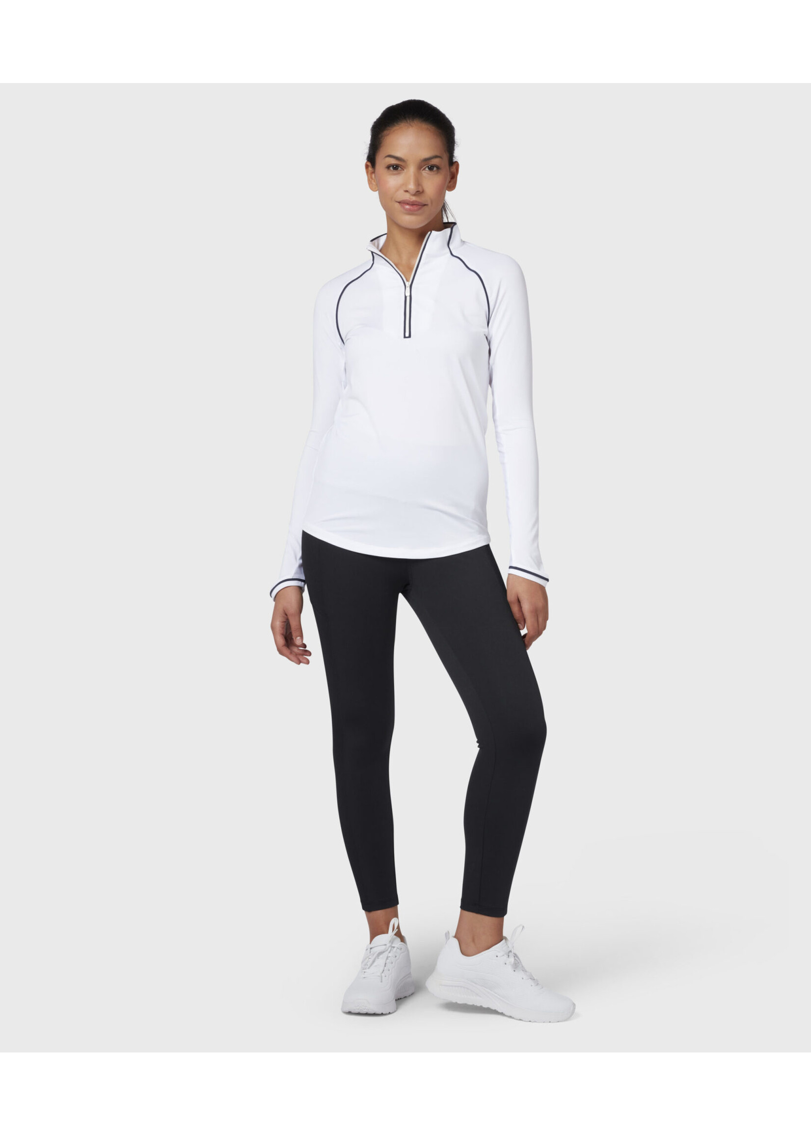 Original Penguin Original Penguin Long Sleeve 1/4 Zip Sun Protection - Bright White/Nebulas Blue