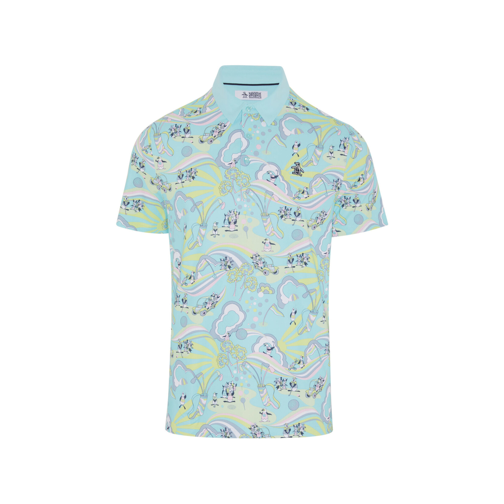 Orignal Penguin Original Penguin 60's Heritage Print Polo - Tanager Turquoise