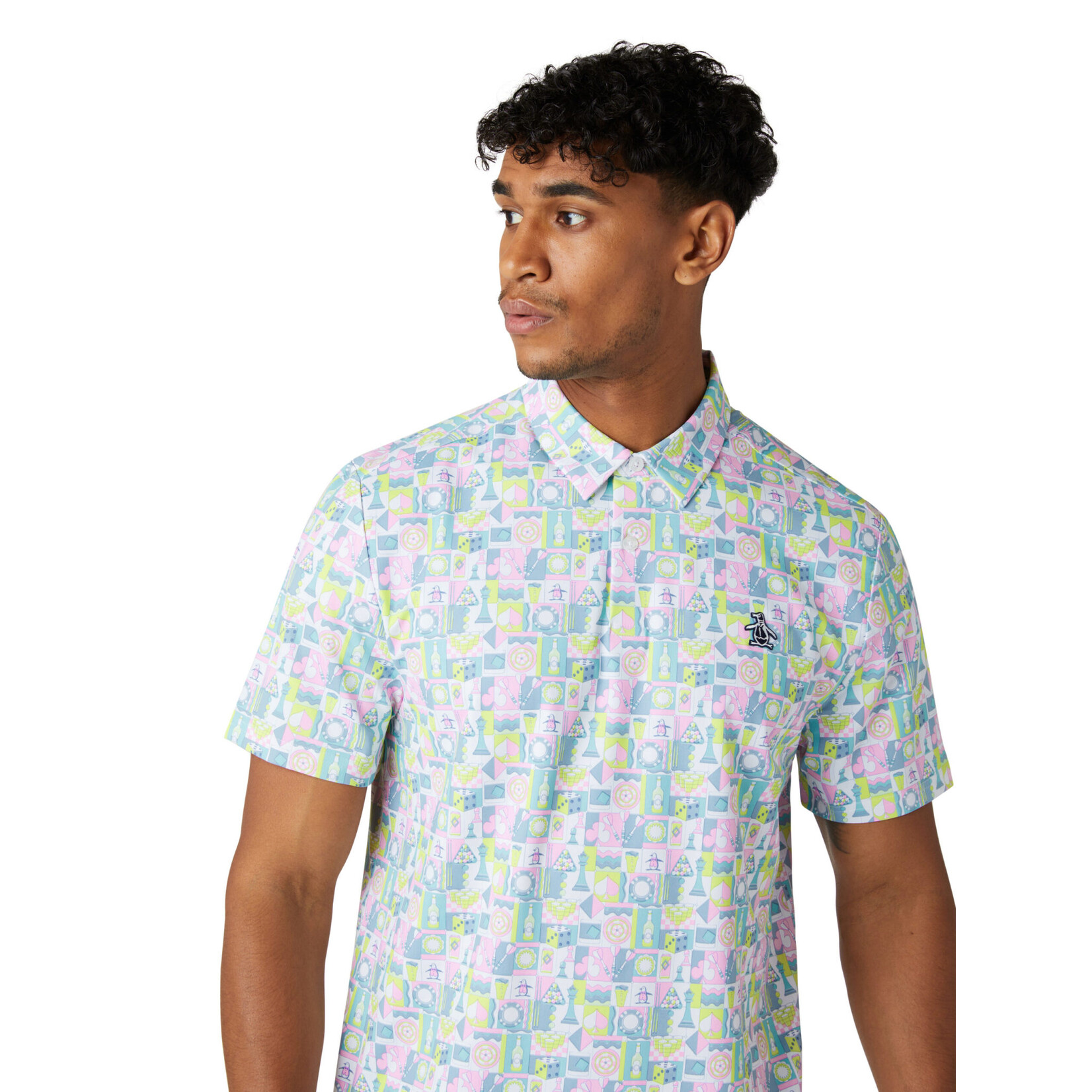 Original Penguin Original Penguin Pete's Game Grid Print Polo - Bright White